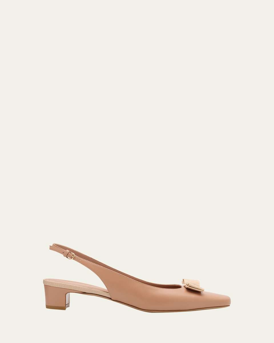 Rivada Leather Bow Slingback Pumps